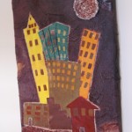 city made of wood, putty paper foil paper